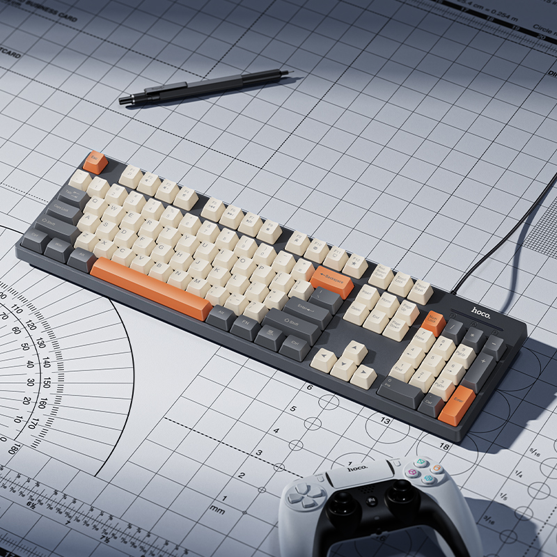 Hoco 104 Key and 3 Color Wired Keyboard (QWERTY) GM61 - Star Gray